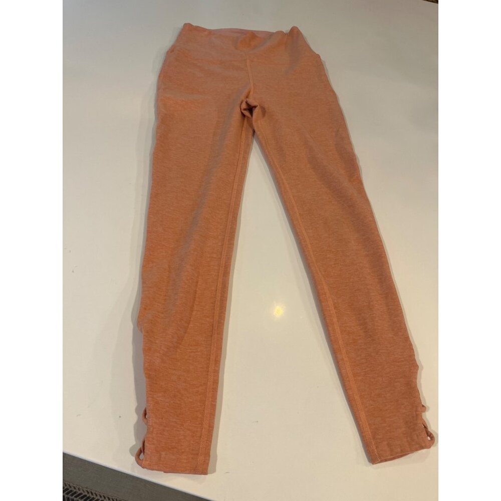 Beyond Yoga Peach Leggings With Crisscross Ankle Detail High Waist Soft Stretch